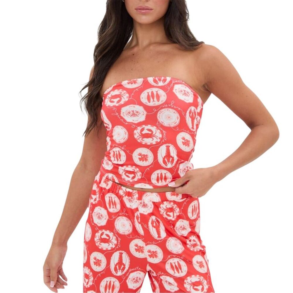 I Saw It First Womens/Ladies All-Over Print Tube Top / Red